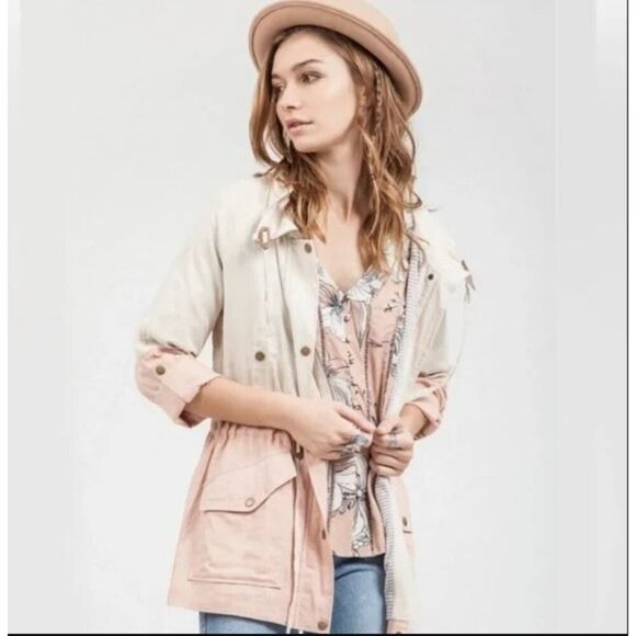 Blu Pepper Cream and Pink Utility Jacket - Picture 1 of 4